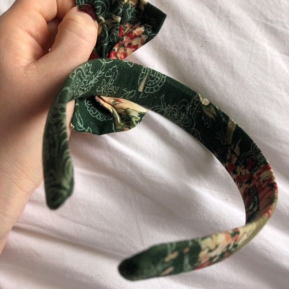 AMERICAN APPAREL Floral Green Bow Headband - Picture 10 of 10